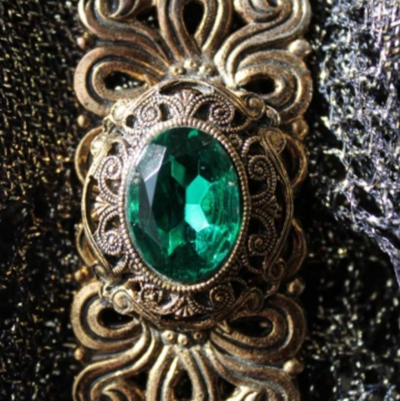 Vintage Emerald Green Art Nouveau Brooch Pin - Picture 3 of 4